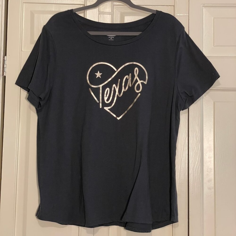 Old Navy Women's Soft-Washed Texas Heart T-shirt - Carbon Gray - XXL - EUC